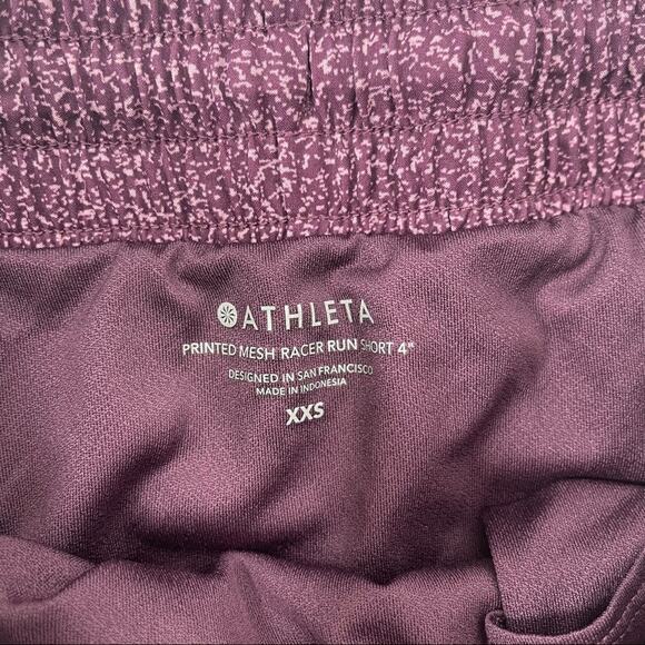 ATHLETA Printed Mesh Racer Run Short 4” Extra Extra Small Purple XXS Gym Fitness - Picture 9 of 12